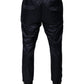 Dolce & Gabbana Dark Blue Cotton Skinny Sweatpants Pants