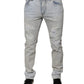 Dolce & Gabbana Light Blue Cotton Blend Tattered Skinny Denim Jeans