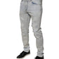 Dolce & Gabbana Light Blue Cotton Blend Tattered Skinny Denim Jeans