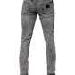 Dolce & Gabbana Gray Logo Plaque Cotton Slim Fit Denim Jeans
