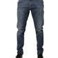 Dolce & Gabbana Blue Logo Plaque Cotton Skinny Denim Jeans