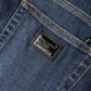 Dolce & Gabbana Blue Logo Plaque Cotton Skinny Denim Jeans