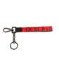 Dolce & Gabbana Red Logo Leather Silver Brass Holder Keychain Keyring