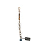 Dolce & Gabbana Silver Brass Chain Beaded Logo Plaque Keychain Keyring