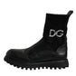 Dolce & Gabbana Black DG Logo Horse Sock Ankle Boots Shoes