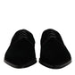 Dolce & Gabbana Black Velvet Cotton Lace Up Derby Shoes
