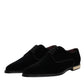 Dolce & Gabbana Black Velvet Cotton Lace Up Derby Shoes
