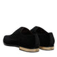 Dolce & Gabbana Black Velvet Cotton Lace Up Derby Shoes