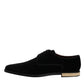 Dolce & Gabbana Black Velvet Cotton Lace Up Derby Shoes