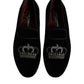 Dolce & Gabbana Black Velvet Crystal Crown Loafers Formal Dress Shoes