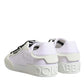 Dolce & Gabbana White Nylon Leather Low Top Sneakers Shoes