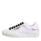 Dolce & Gabbana White Nylon Leather Low Top Sneakers Shoes