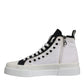Dolce & Gabbana White Black Cotton High Top Sneakers Shoes