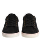Dolce & Gabbana Black Logo Suede Leather Men Sneakers Shoes