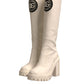Dolce & Gabbana White DG Logo Hi Trekking Plateau Biker Boots Shoes