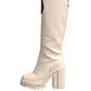 Dolce & Gabbana White DG Logo Hi Trekking Plateau Biker Boots Shoes