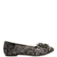 Dolce & Gabbana Silver Crystal Loafer Lace Ballet Flats Shoes