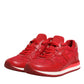 Dolce & Gabbana Red Floral Lace Leather Sneakers Shoes