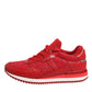 Dolce & Gabbana Red Floral Lace Leather Sneakers Shoes
