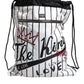 Dolce & Gabbana Black White Striped Polyester Drawstring Bag