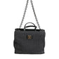 Dolce & Gabbana Black Large Knitted Crochet Shoulder Shopper DG Logo Bag