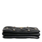 Dolce & Gabbana Black Leather Crystal Embellished Logo Shoulder Bag
