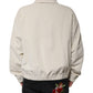Dolce & Gabbana Beige Logo Applique Cotton Corduroy Full Zip Jacket
