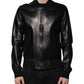 Dolce & Gabbana Black Leather Full Zip Biker Blouson Jacket