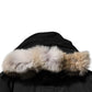 Woolrich Black Hooded Long Sleeves Fur Shearling Coat Jacket