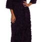 Dolce & Gabbana Elegant Fringe Sheath Dress in Purple & Black