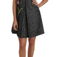 Dolce & Gabbana Elegant Gray Mini A-Line Dress with Purple Tulip