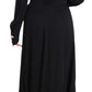 Dolce & Gabbana Elegant Maxi Black Dress with Gold Detailing