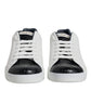 Dolce & Gabbana White Black Leather Portofino Sneaker Shoes