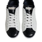 Dolce & Gabbana White Black Leather Portofino Sneaker Shoes