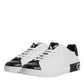 Dolce & Gabbana White Black Leather Portofino Sneaker Shoes