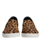 Dolce & Gabbana Brown Calfskin Fur Leopard Sneakers Shoes