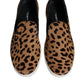 Dolce & Gabbana Brown Calfskin Fur Leopard Sneakers Shoes