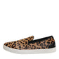Dolce & Gabbana Brown Calfskin Fur Leopard Sneakers Shoes
