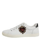 Dolce & Gabbana White Leather Heart Embellished Sneakers Shoes