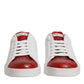 Dolce & Gabbana White Red Leather Portofino Men Sneaker Shoes