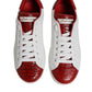 Dolce & Gabbana White Red Leather Portofino Men Sneaker Shoes