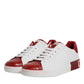 Dolce & Gabbana White Red Leather Portofino Men Sneaker Shoes