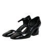 Dolce & Gabbana Black Leather Jackie Ankle Strap Sandals Shoes