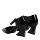 Dolce & Gabbana Black Leather Jackie Ankle Strap Sandals Shoes