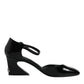 Dolce & Gabbana Black Leather Jackie Ankle Strap Sandals Shoes