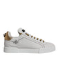 Dolce & Gabbana White Gold Leather Low Top Sneakers Shoes