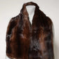 Dolce & Gabbana Black Brown Stripe Fur Shawl Wrap Scarf