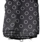 Dolce & Gabbana Black Circles Silk Fringes Shawl Wrap Scarf