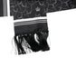 Dolce & Gabbana Black Patterned Skinny Fringes Shawl Scarf