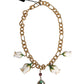Dolce & Gabbana Gold Brass Short Chain Flower Crystal Pendant Necklace